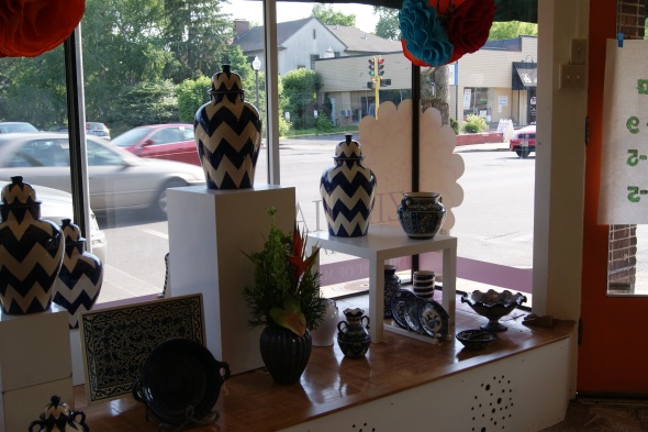 Mexican Chevron urns with lids 