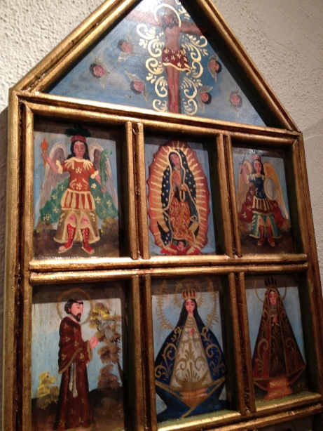 Wooden Retablo with Guadalupe & Saints, Mexico