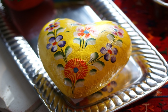 Michoacan Paper Mache Heart with Flowers