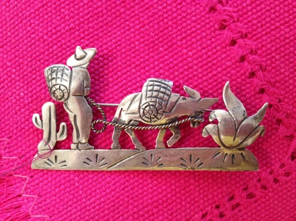 Silver jewelry from Mexico, silver Mexican brooch