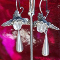 Mexican Silver Earrings, Mazahua