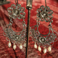 Mexican Silver Earrings, Mazahua